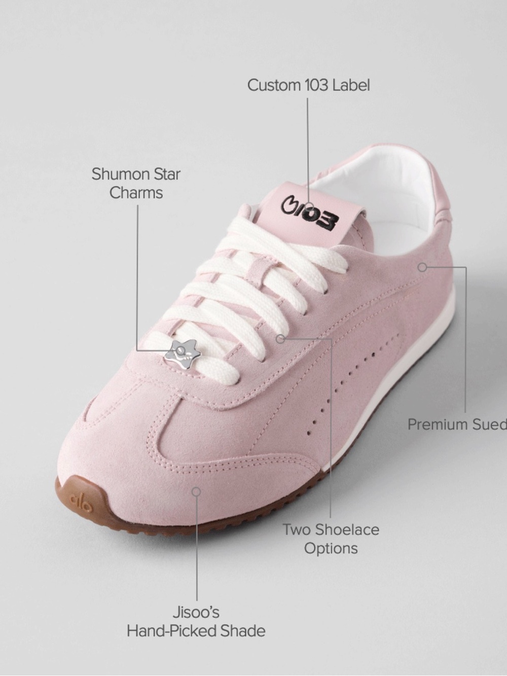 ALO Yoga Blush Pink Suede Sneakers